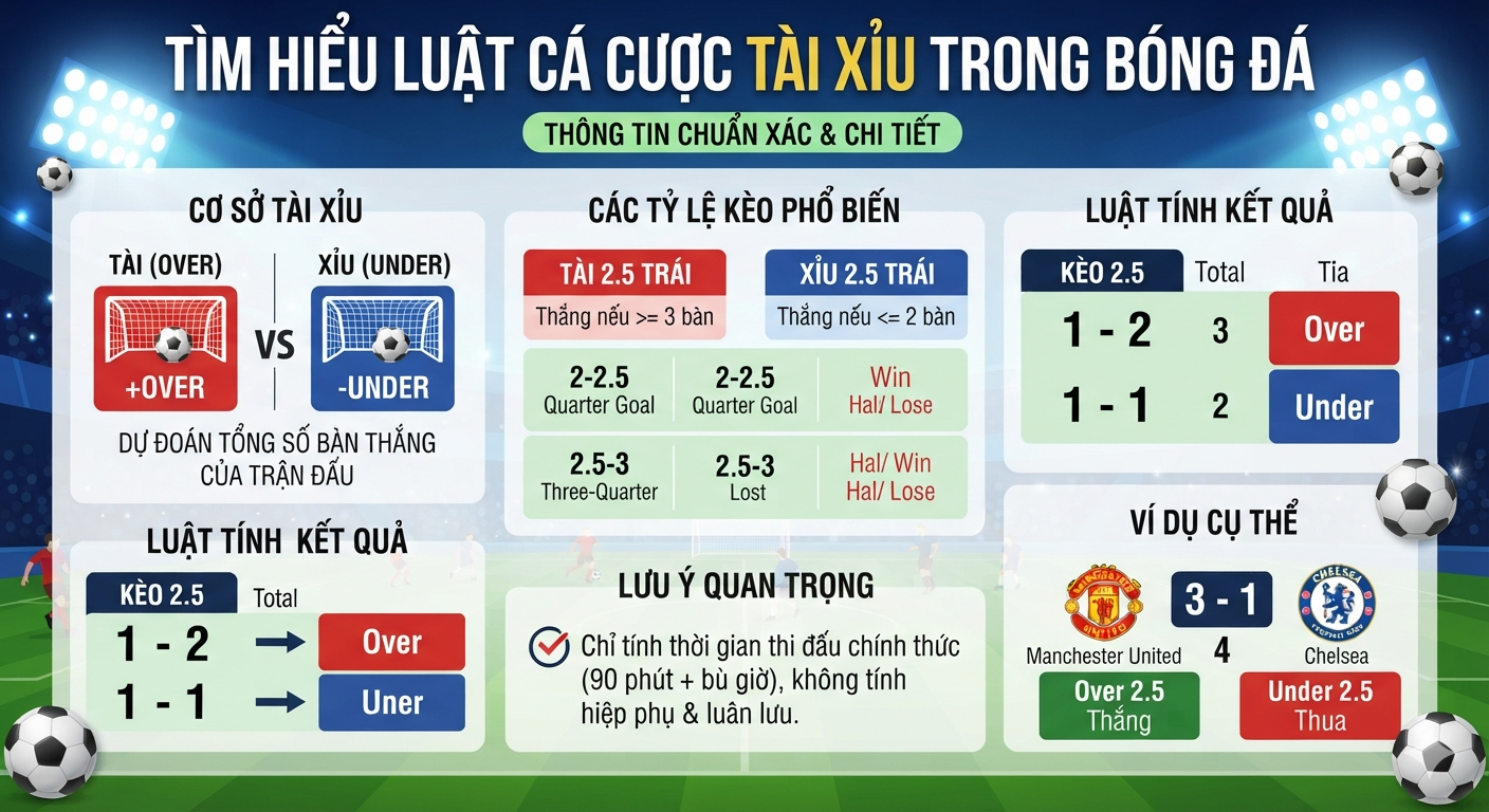 luật cá cược tài xỉu trong bóng đá